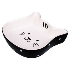 Миска Mr.Kranch керамическая для кошек Мордочка кошки 200 мл черная с белым фото 2