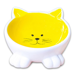 Миска Mr.Kranch керамическая для кошек Мордочка кошки на ножках 100 мл желтая фото 2