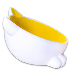 Миска Mr.Kranch керамическая для кошек Мордочка кошки на ножках 100 мл желтая фото 3