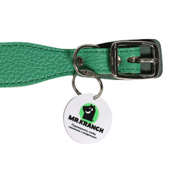Ошейник Mr.Kranch для собак из натуральной кожи с QR-адресником, 25-30см, зеленый фото 8