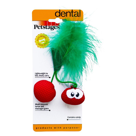 Игрушка Petstages Dental Вишни с кошачьей мятой, 7 см