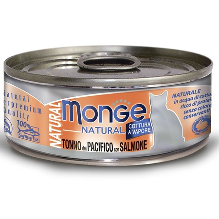 Консервы Monge Cat Natural Тихоокеанский тунец с лососем для кошек 80 г 12 шт