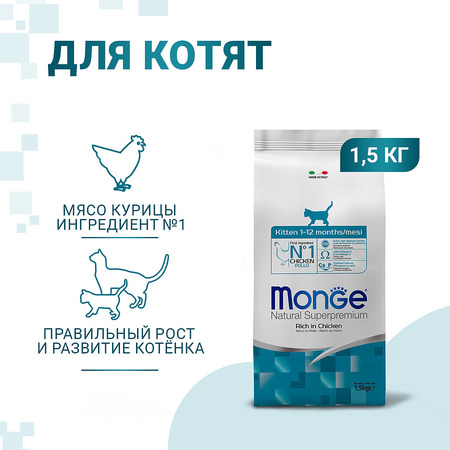 Сухой корм Monge Cat для котят 1,5 кг