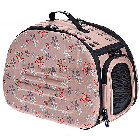 Складная сумка-переноска Ibiyaya для животных до 6 кг, розовая в цветочек, 340801
