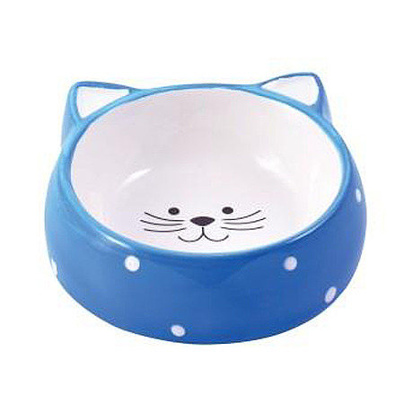Миска Mr.Kranch керамическая для кошек Мордочка кошки 250 мл голубая