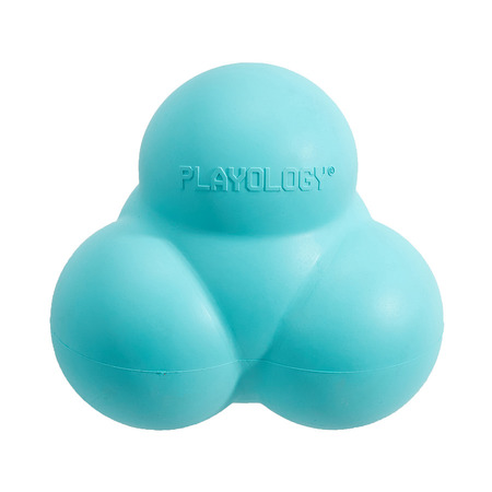 Playology жевательный тройной мяч SQUEAKY BOUNCE BALL для собак средних и крупных пород с пищалкой и с ароматом арахиса, цвет голубой