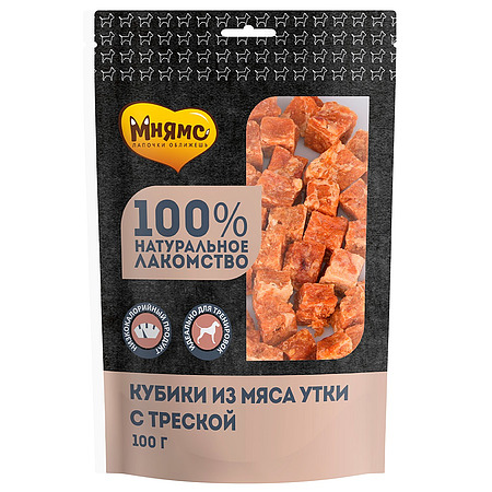 Лакомство Мнямс для собак кубики из мяса утки c треской 100 г