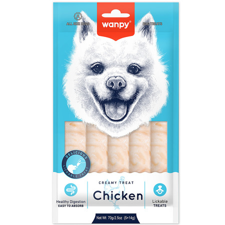 Крем-лакомство Wanpy Dog для собак Нежное пюре из курицы 70 г