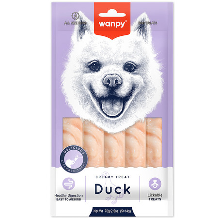 Крем-лакомство Wanpy Dog для собак Нежное пюре из утки 70 г