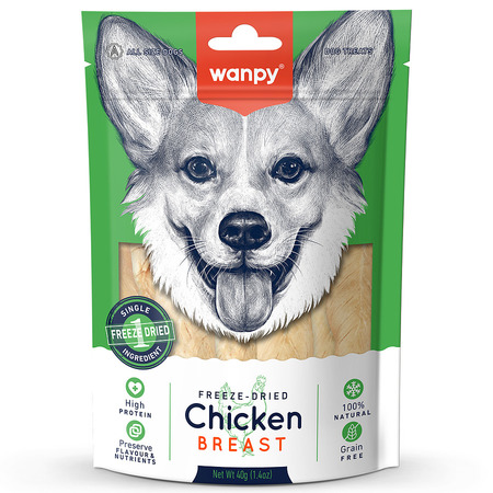 Лакомство Wanpy Dog сублимированное для собак Куриная грудка 40 г