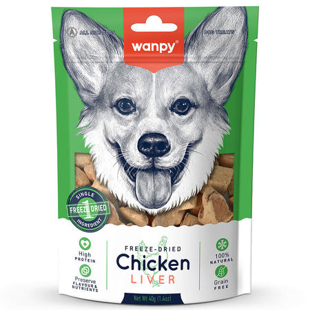 Лакомство Wanpy Dog сублимированное для собак Куриная печень 40 г