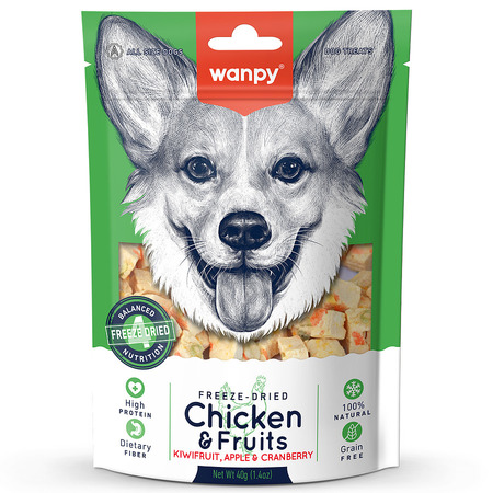 Лакомство Wanpy Dog сублимированное для собак Курица и фрукты 40 г