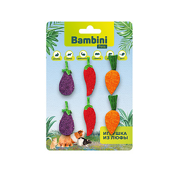 Игрушка Bambini Pets для грызунов Набор овощей из люфы 6 шт. фото 1