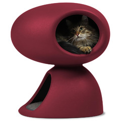 Домик-пещера United Pets Cat Cave 55x44x58 cm, с отделением для отдыха и игры, с когтеточкой и лежанкой, красный/серый, SG5202BX фото 3