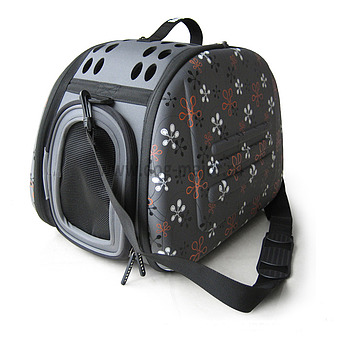 Складная сумка-переноска Ibiyaya для животных до 6 кг, серая в цветочек, 340818 фото 1