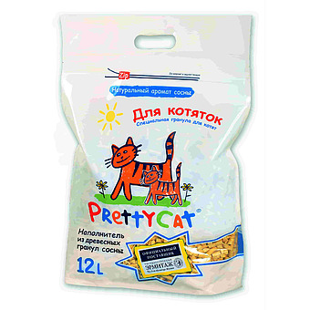 Наполнитель PrettyCat Wood Granules древесный для котят 12 л фото 1