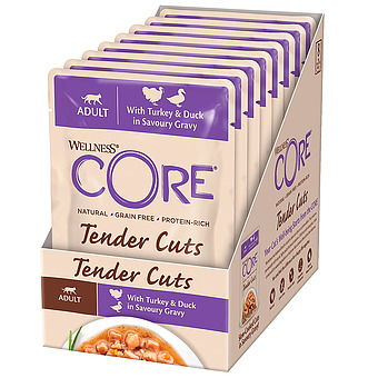 Влажный корм CORE Tender Cuts Индейка с уткой Нарезка в соусе для кошек 85 г 16 шт фото 1