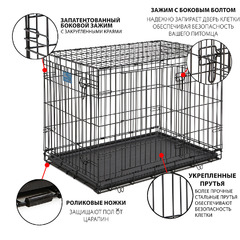 Клетка MidWest Life Stages 95х65х67h см, 2 двери, черная фото 12