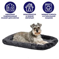 Лежанка 56х33 см MidWest Pet Bed меховая серая фото 6