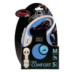 Поводок-рулетка flexi New Line Comfort M лента, серый/синий (до 25 кг) 5 м фото 3