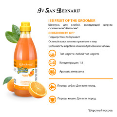 Шампунь для животных Iv San Bernard ISB Fruit of the Grommer Orange, для слабой выпадающей шерсти, с силиконом, NSHAAR1000 фото 4