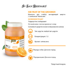 Шампунь для животных Iv San Bernard ISB Fruit of the Grommer Orange, для слабой выпадающей шерсти, с силиконом, 3,25 л, NSHAAR3250 фото 4