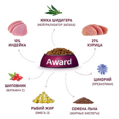 Сухой корм AWARD Healthy growth для котят от 1 месяца, беременных и кормящих кошек с индейкой и курицей с добавлением рыбьего жира и семян льна 1,5 кг фото 6