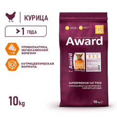 Сухой корм AWARD Urinary для взрослых кошек для профилактики мочекаменной болезни с курицей с добавлением клюквы, цикория и рыбьего жира 10 кг фото 3