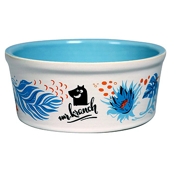 Миска Mr.Kranch для собак и кошек из фарфора "Тропики", 350мл, голубая фото 1