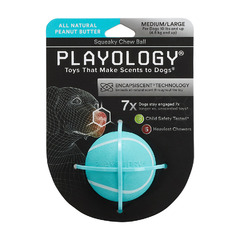 Playology  жевательный мяч SQUEAKY CHEW BALL 6 см для собак мелких и средних пород с пищалкой и с ароматом арахиса, цвет голубой фото 2