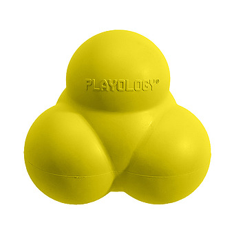 Playology жевательный тройной мяч SQUEAKY BOUNCE BALL для собак средних и крупных пород с пищалкой и с ароматом курицы, цвет желтый фото 1