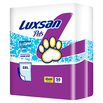 Коврики (пеленки) LUXSAN Premium GEL для животных 40х60, 50 шт фото 1