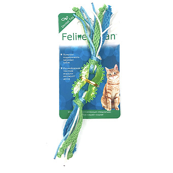 Игрушка для кошек Feline Clean Dental Колечко прорезыватель с лентами, резина фото 1