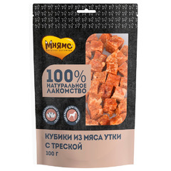 Лакомство Мнямс для собак кубики из мяса утки c треской 100 г фото 2