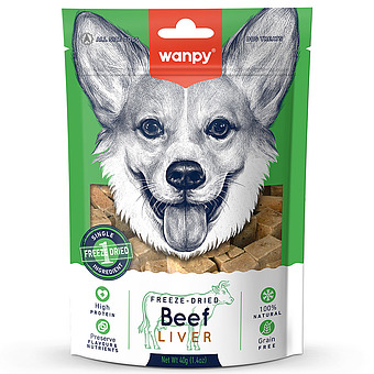 Лакомство Wanpy Dog сублимированное для собак Говяжья печень 40 г фото 1