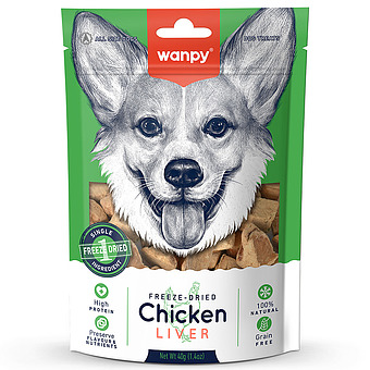 Лакомство Wanpy Dog сублимированное для собак Куриная печень 40 г фото 1